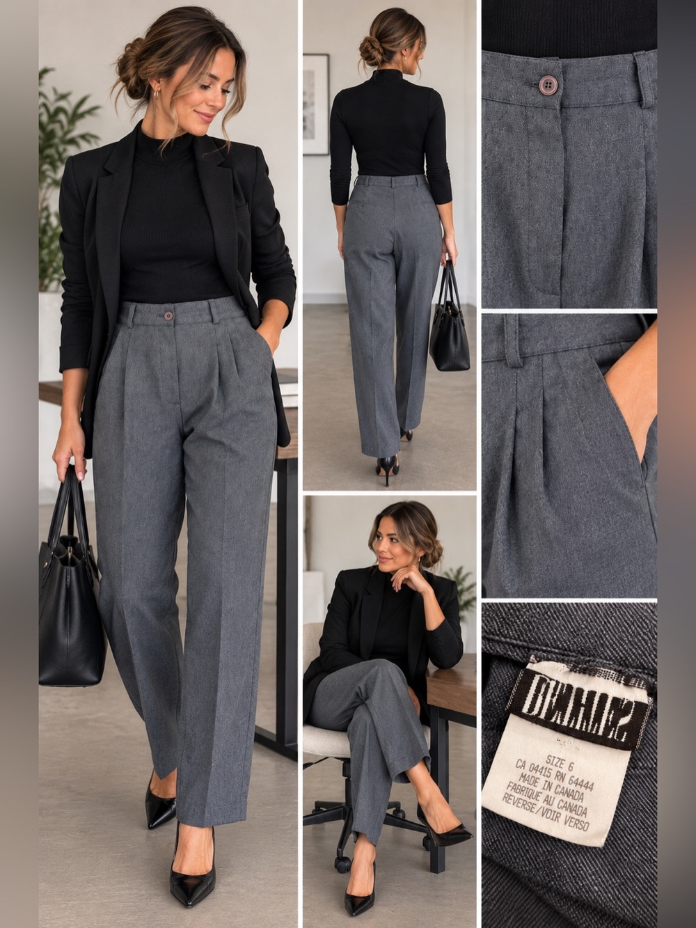 Silhouette Gray High-Rise Wide-Leg Trousers